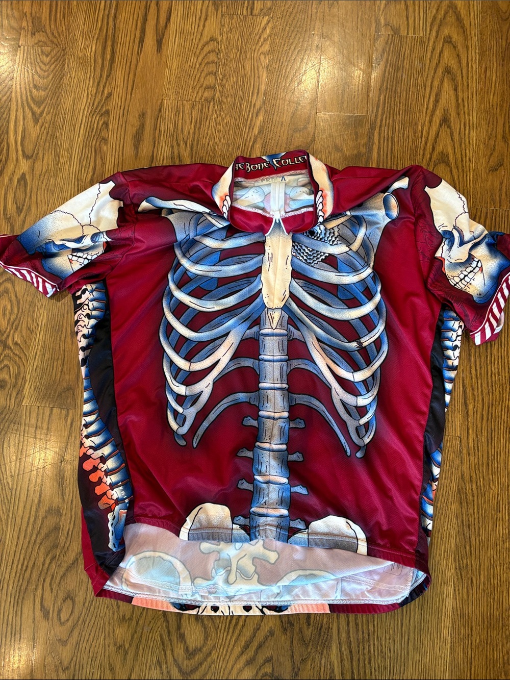 Novelty Skeleton Print Men’s Cycling Jersey - Red